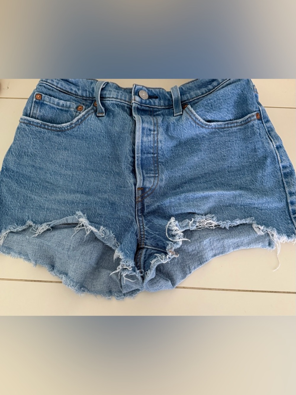 Levi's Light Blue Distressed Cutoff Denim Shorts